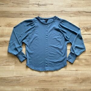 RW&CO. Dusty Blue Long-Sleeve Blouse